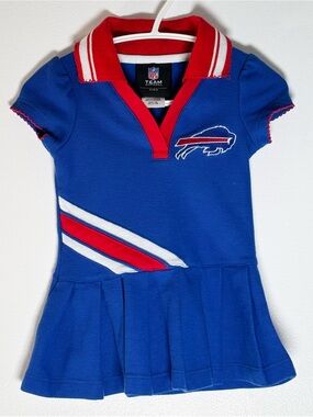 Official NFL Team Apparel Buffalo Bills Baby Girls Cheerleader Polo Dress Pleats